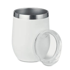 Dubbelwandige RVS Drinkbeker 300 ml met Deksel - Wit