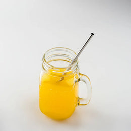 Roestvrijstalen drinkrietje met borsteltje in microfiber zakje sfeerbeeld, Zilver - 199602