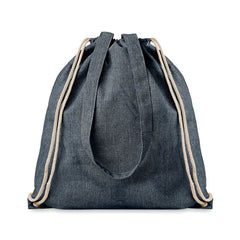 Draagtas van Gerecycled Katoen en Polyester met Trekkoorden | Navy
