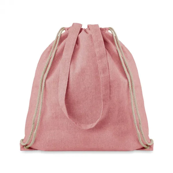 Draagtas van gerecycled katoen en polyester met trekkoorden, Roze - 199603