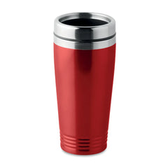 Dubbelwandige RVS Drinkbeker 400 ml met Zwart Deksel - Rood