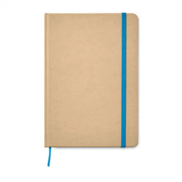 A5-notitieboek met kartonnen kaft en elastiek, Bruin en blauw - 199684