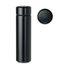 Dubbelwandige RVS fles 450 ml met LED thermometer en theezeef, Zwart - 199796