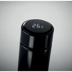 Dubbelwandige RVS Fles 450 ml met LED Thermometer en Theezeef - Zwart