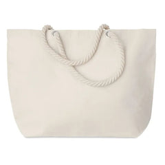 Katoenen strandtas met touwkoordhengsels - Beige