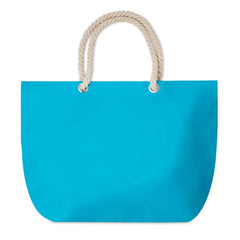 Katoenen strandtas met touwkoordhengsels - Turquoise