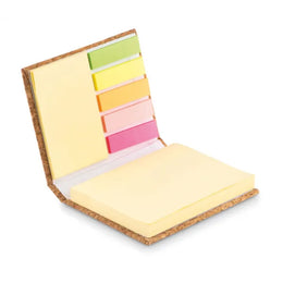 3-delig memoblokje met kurken kaft en plakbriefjes detail, Beige - 199855