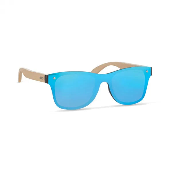 zonnebril spiegelglas bamboe pootjes blauw 199863