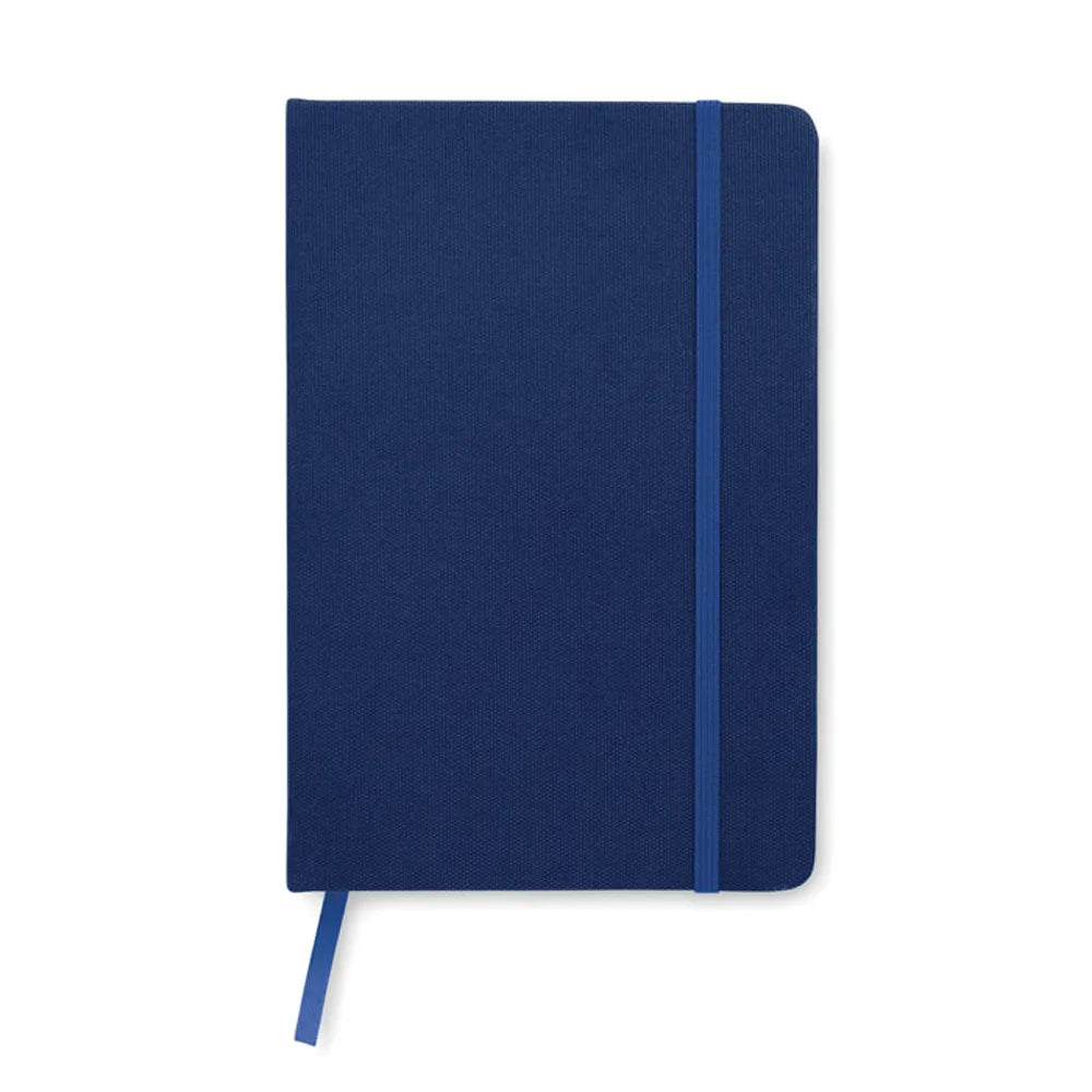 A5 notitieboek met 600d rPET omslag gerecycled papier voorzijde, Blauw - 199966
