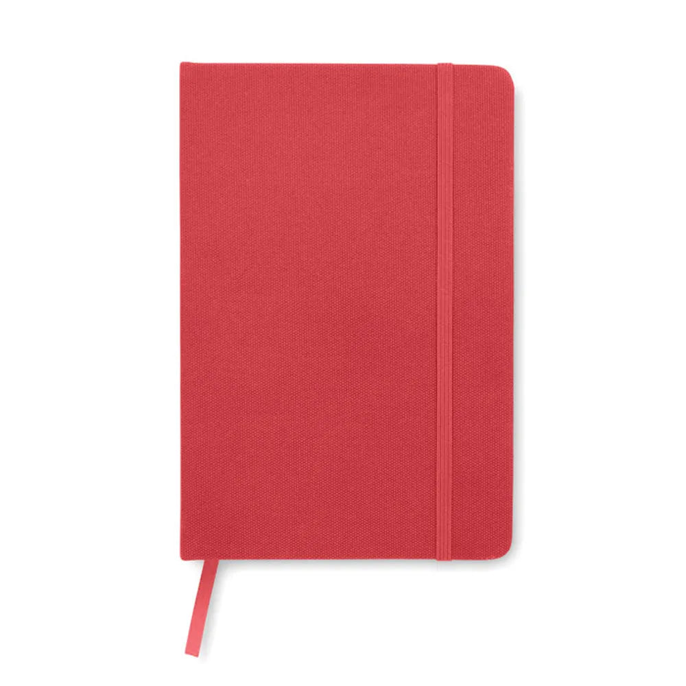 A5 notitieboek met 600d rPET omslag gerecycled papier voorzijde, Rood - 199966