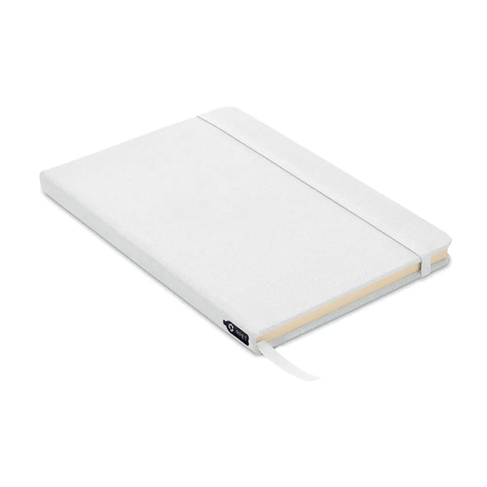 A5 notitieboek met 600d rPET omslag gerecycled papier, Wit - 199966