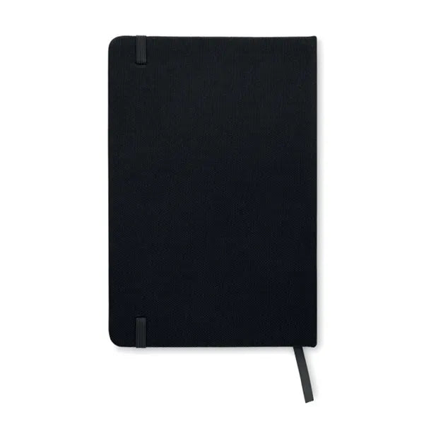 A5 notitieboek met 600d rPET omslag gerecycled papier, Zwart - 199966