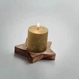 Houten ster kaarsenhouder vanille goud 19CX1481