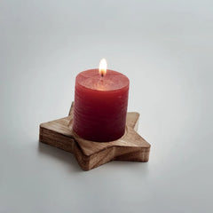 Houten Ster Kaarsenhouder met Vanillegeur - Rood
