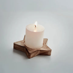 Houten Ster Kaarsenhouder met Vanillegeur - Wit