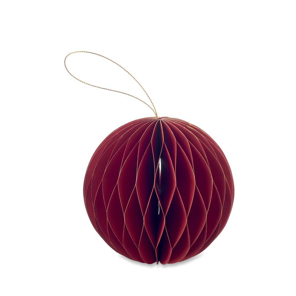vouwbare papieren kerstbalhanger magneetsluiting rood