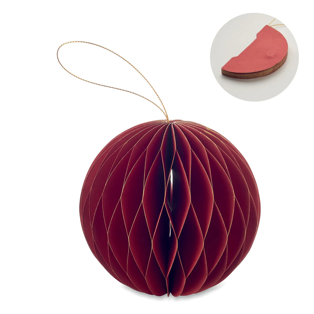 vouwbare papieren kerstbalhanger magneetsluiting rood detail foto