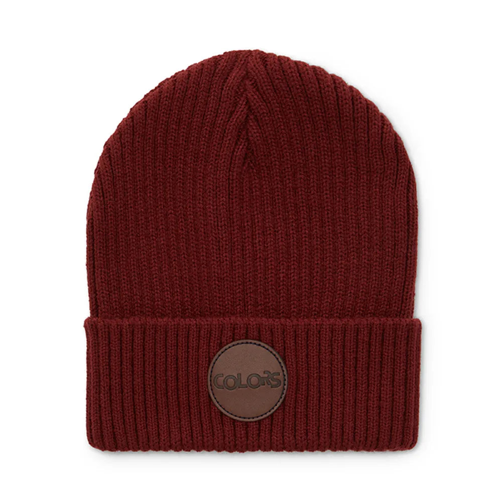 Geribde beanie met eigen logo en label in 54 kleurkeuzes