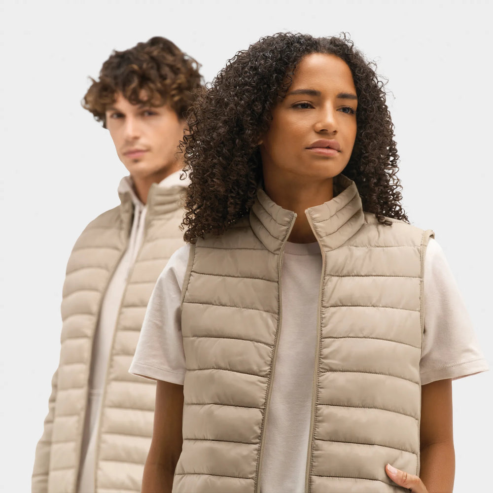 Lichtgewicht heren bodywarmer met hoge kraag - Beige