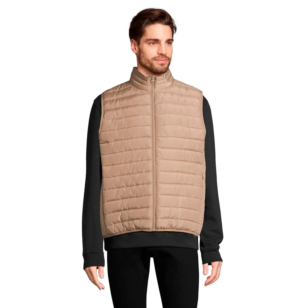 Lichtgewicht heren bodywarmer met hoge kraag - Beige
