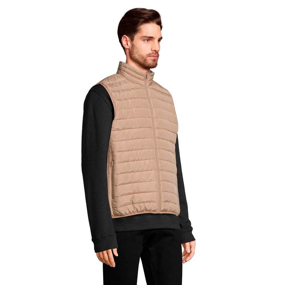 Lichtgewicht heren bodywarmer met hoge kraag - Beige