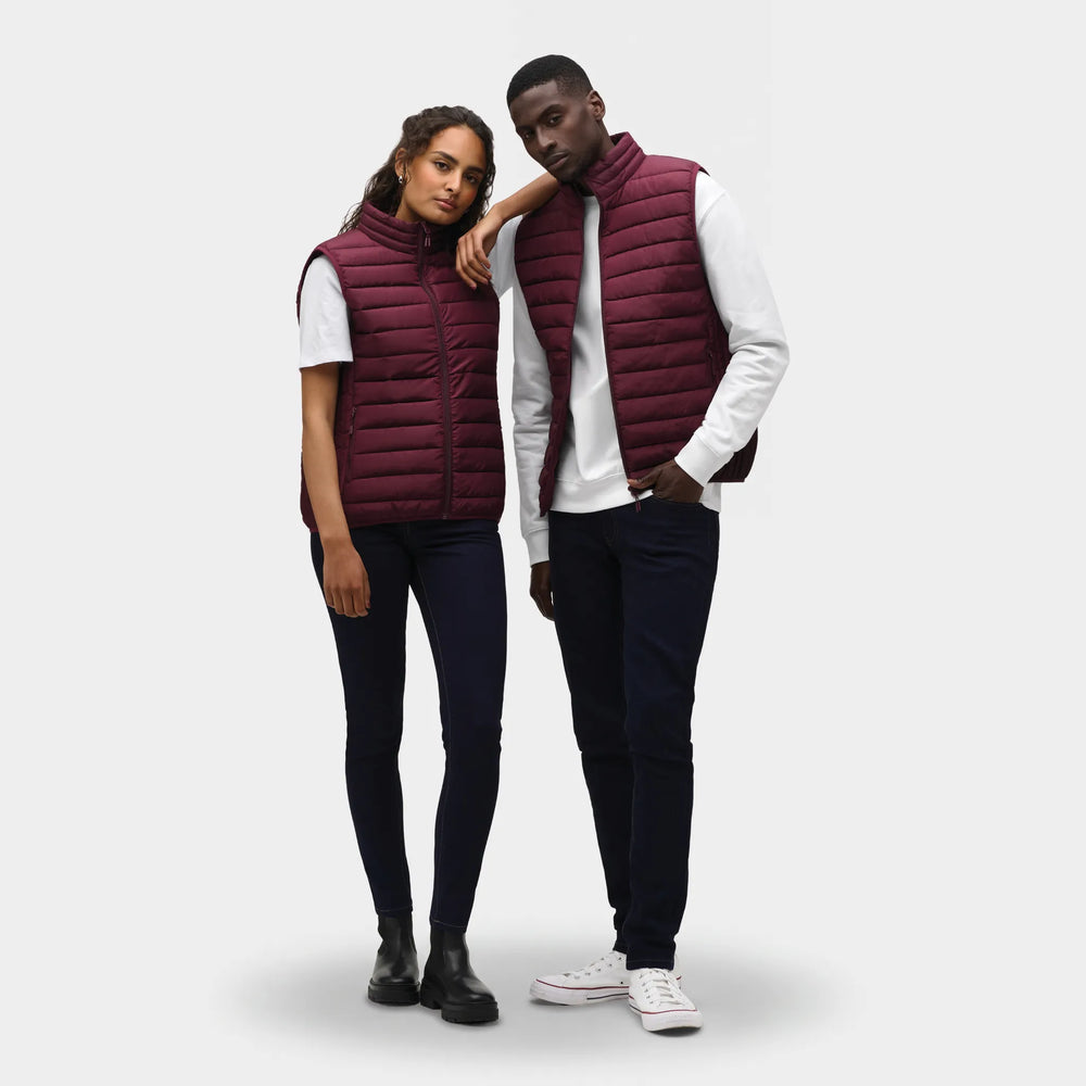 Lichtgewicht heren bodywarmer met hoge kraag - Burgundy