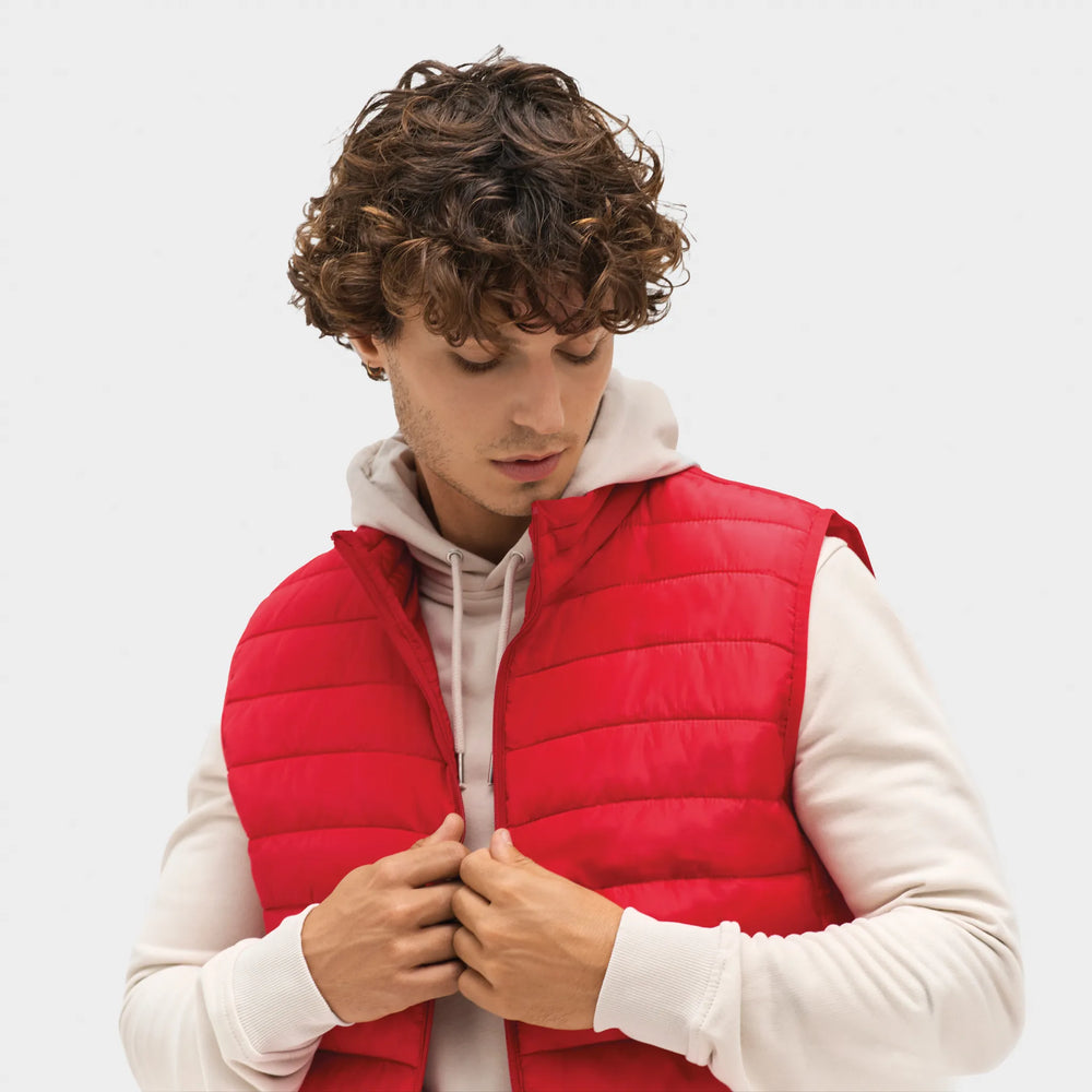 Lichtgewicht heren bodywarmer met hoge kraag - Rood