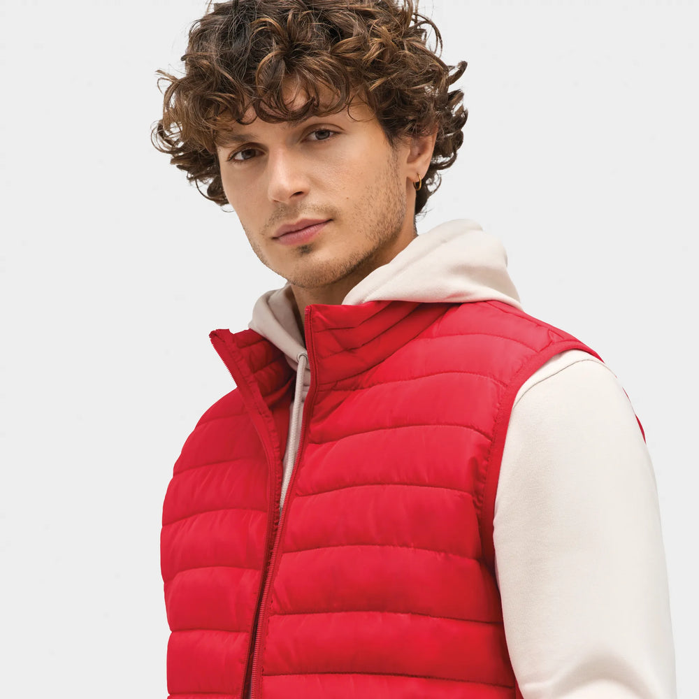 Lichtgewicht heren bodywarmer met hoge kraag - Rood