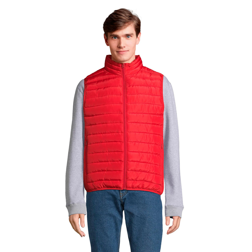 Lichtgewicht heren bodywarmer met hoge kraag - Rood