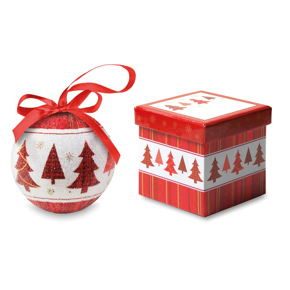 Kerstbal met parelmoeren afwerking in geschenkdoos