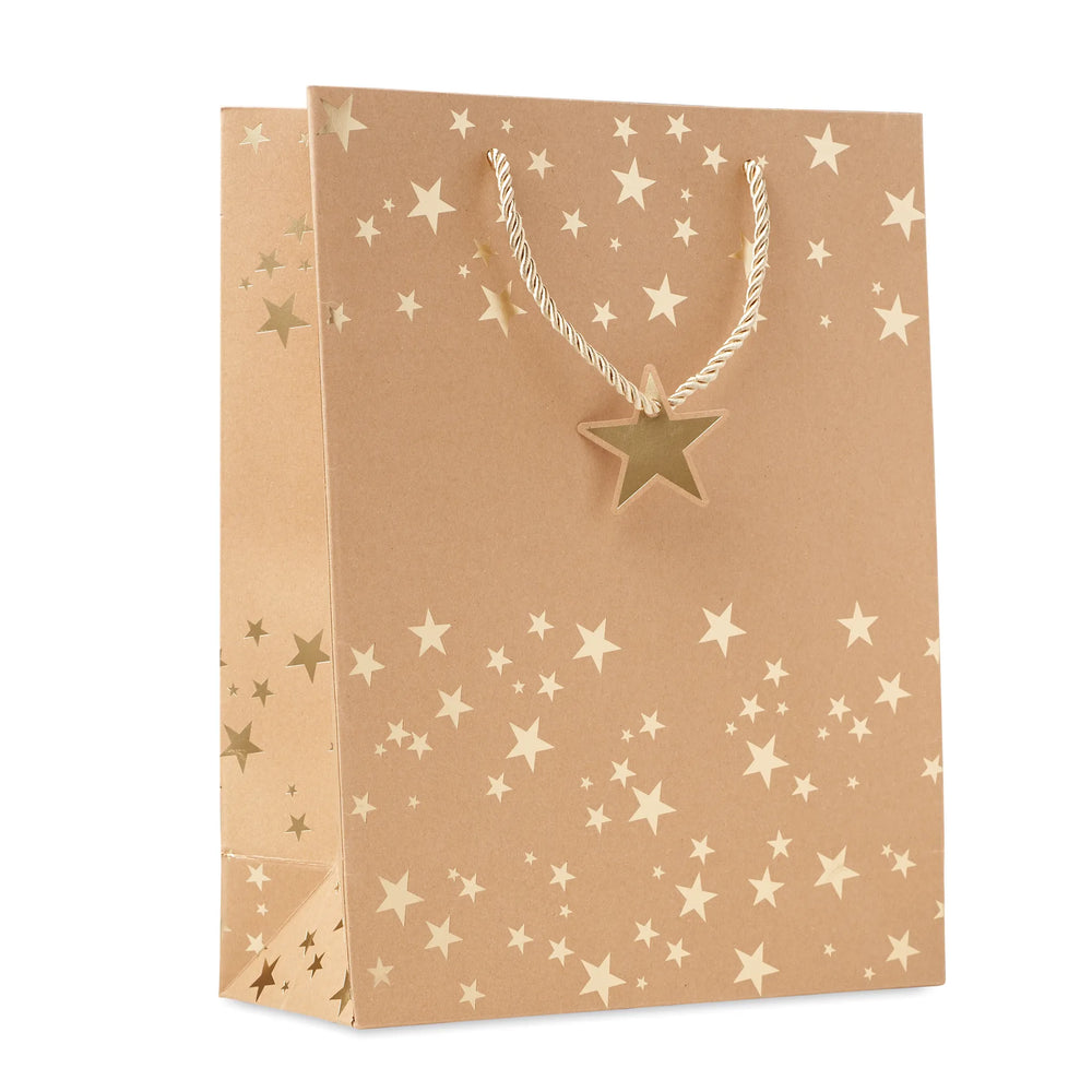 Kraft geschenkzakje met feestelijk kerstpatroon
