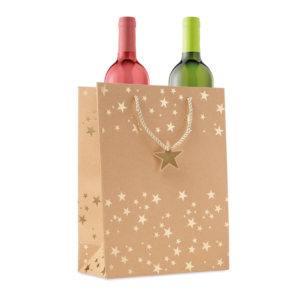Kraft geschenkzakje met feestelijk kerstpatroon
