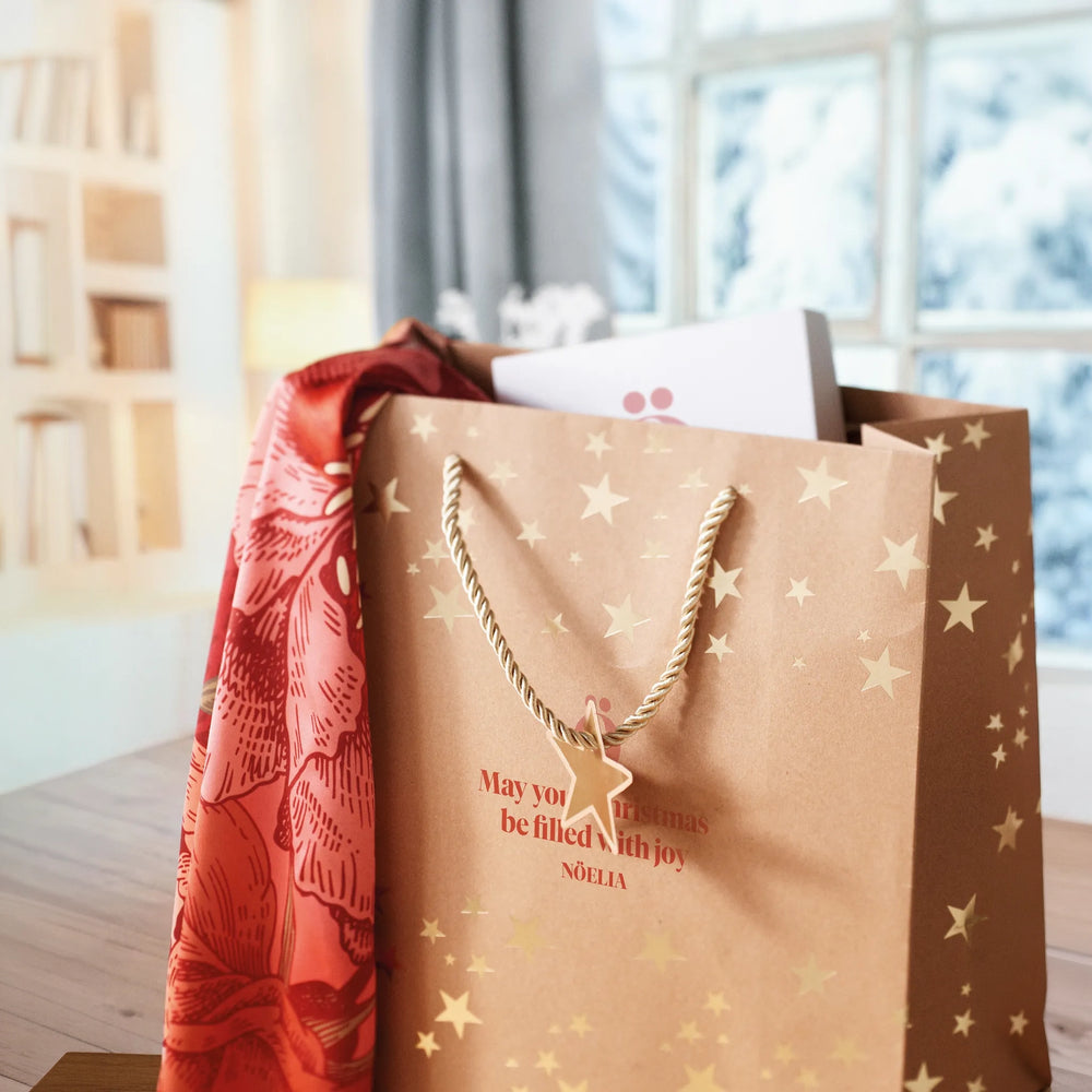 Kraft geschenkzakje met feestelijk kerstpatroon