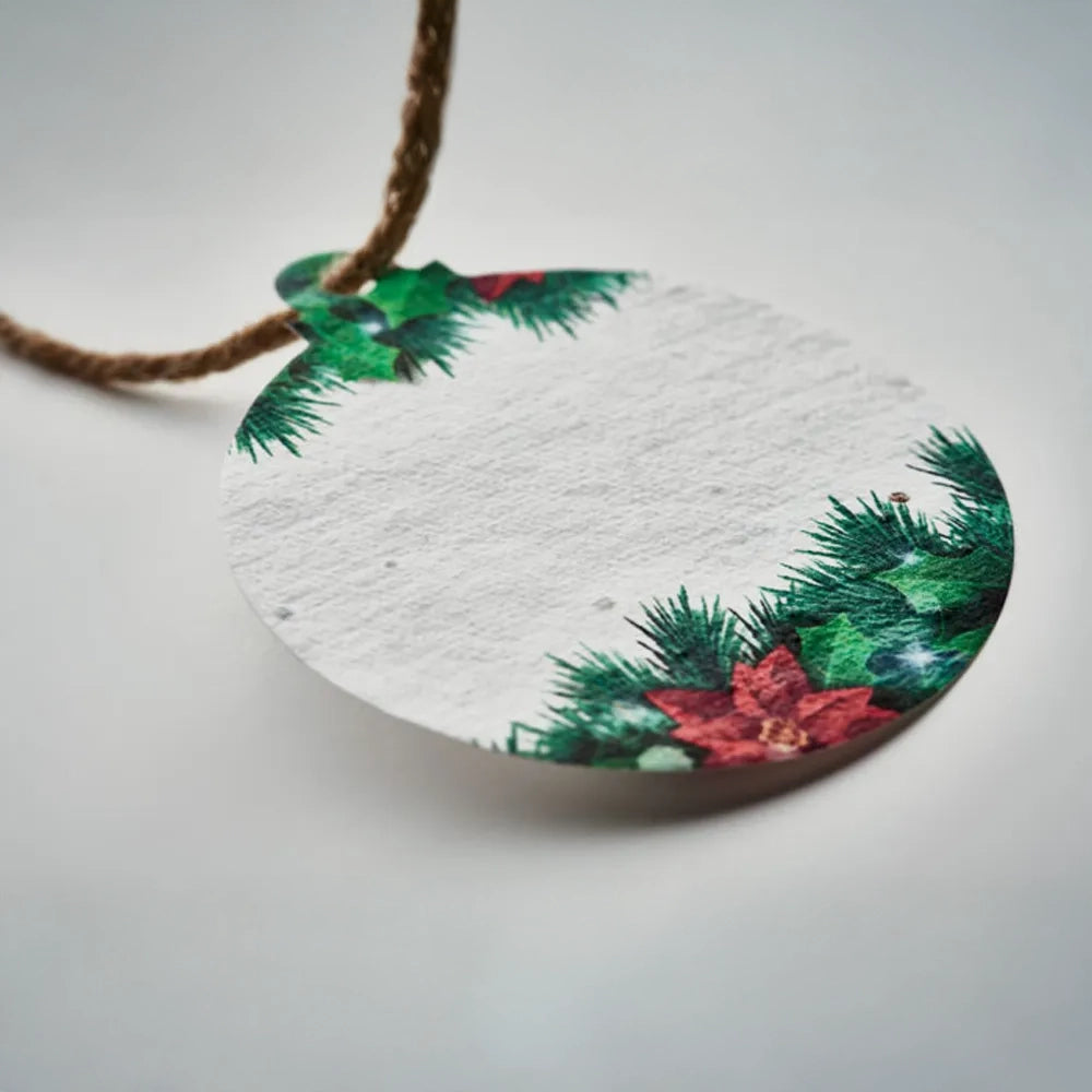 Bloemenzaadpapier kerstbalvorm sfeer foto 19cx1515