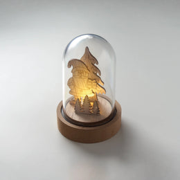 Kerstornament met LED in stolp brandend sfeerbeeld, Transparant en beige - 19cx1558