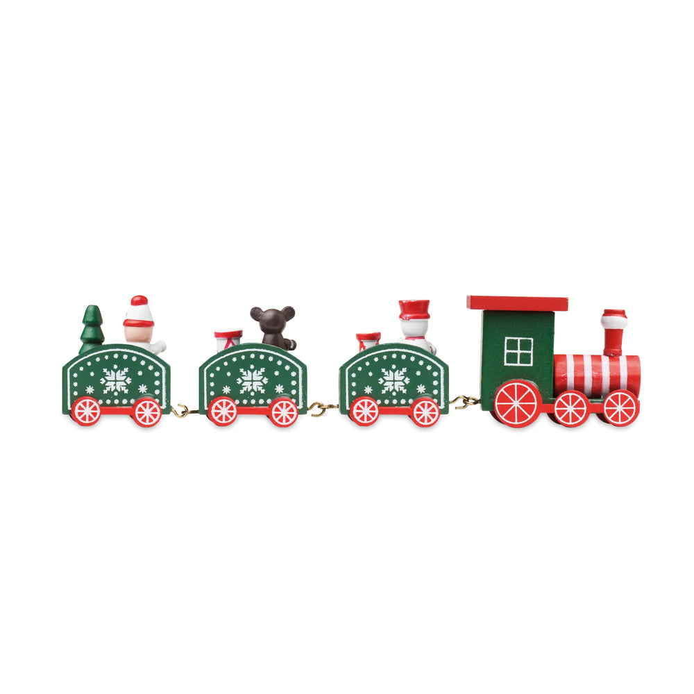 Houten kersttrein als decoratie met eigen logo - Groen