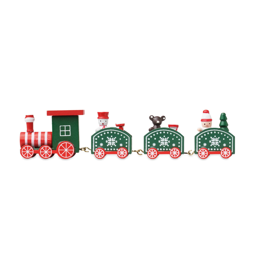 Houten kersttrein als decoratie met eigen logo - Groen