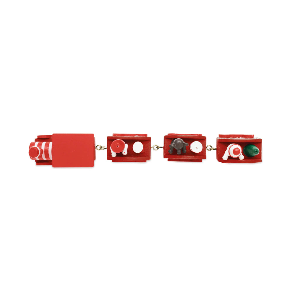 Houten kersttrein als decoratie met eigen logo - Rood
