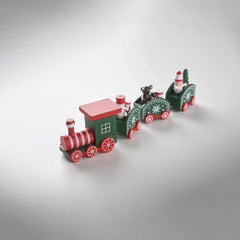 Houten kersttrein als decoratie met eigen logo - Groen