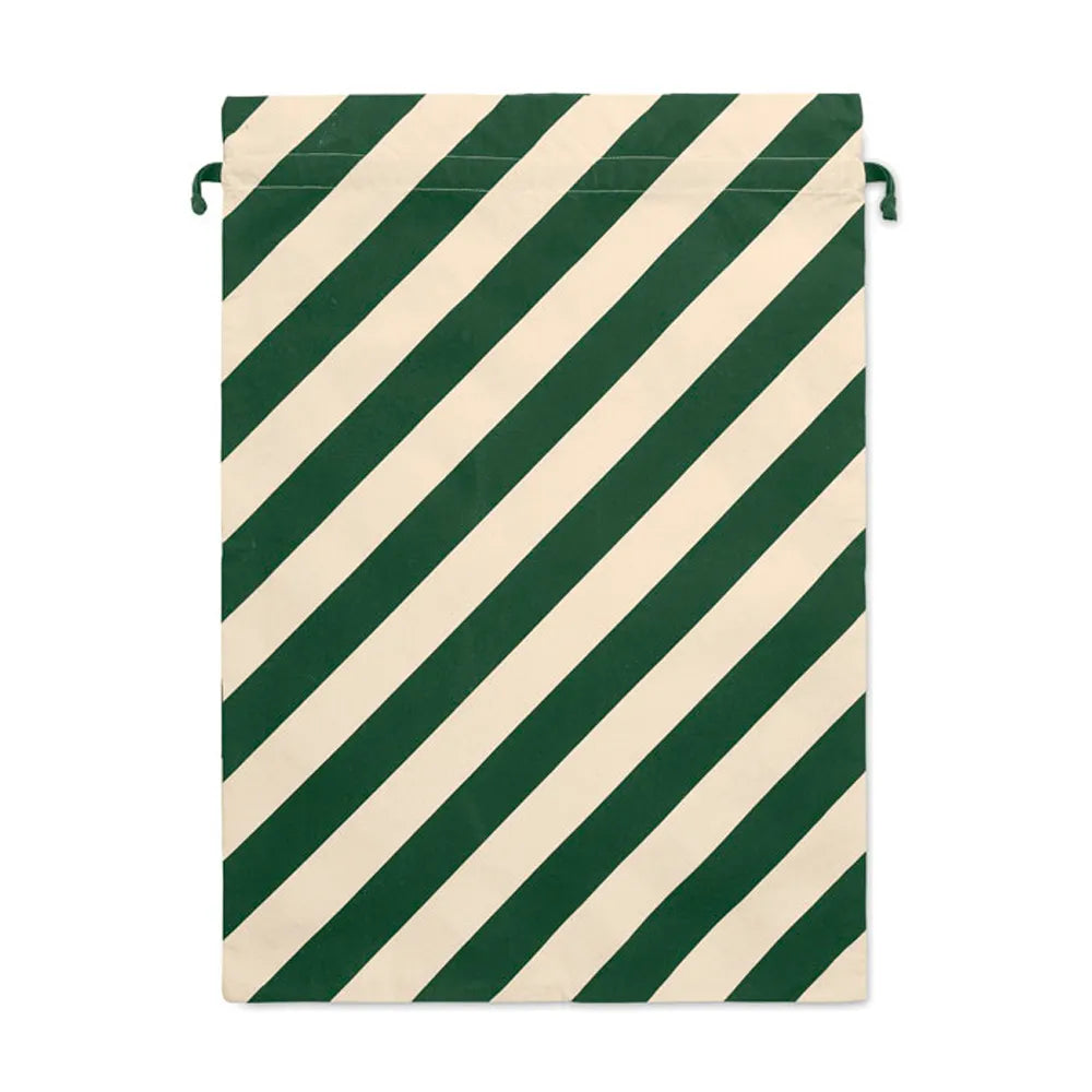 Grote katoenen kerstzak met trekkoord - Groen