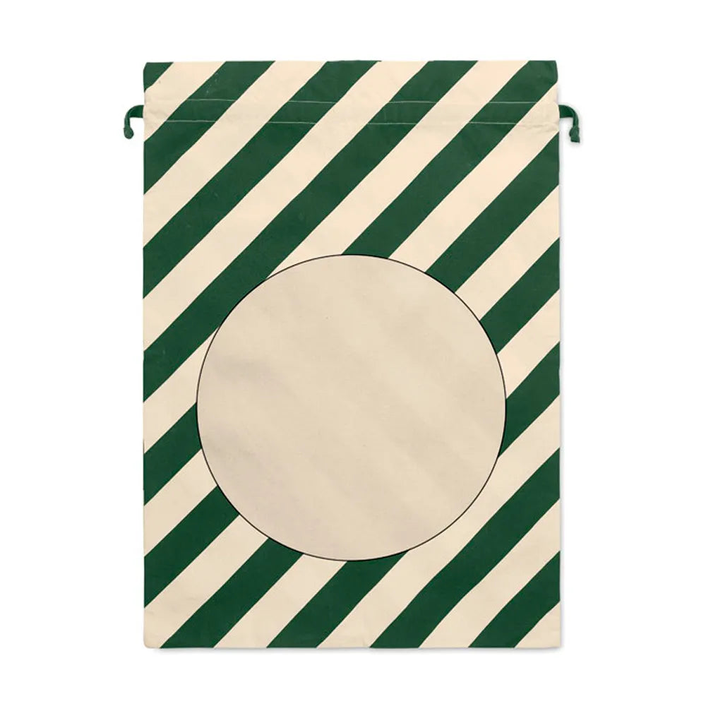 Grote katoenen kerstzak met trekkoord - Groen