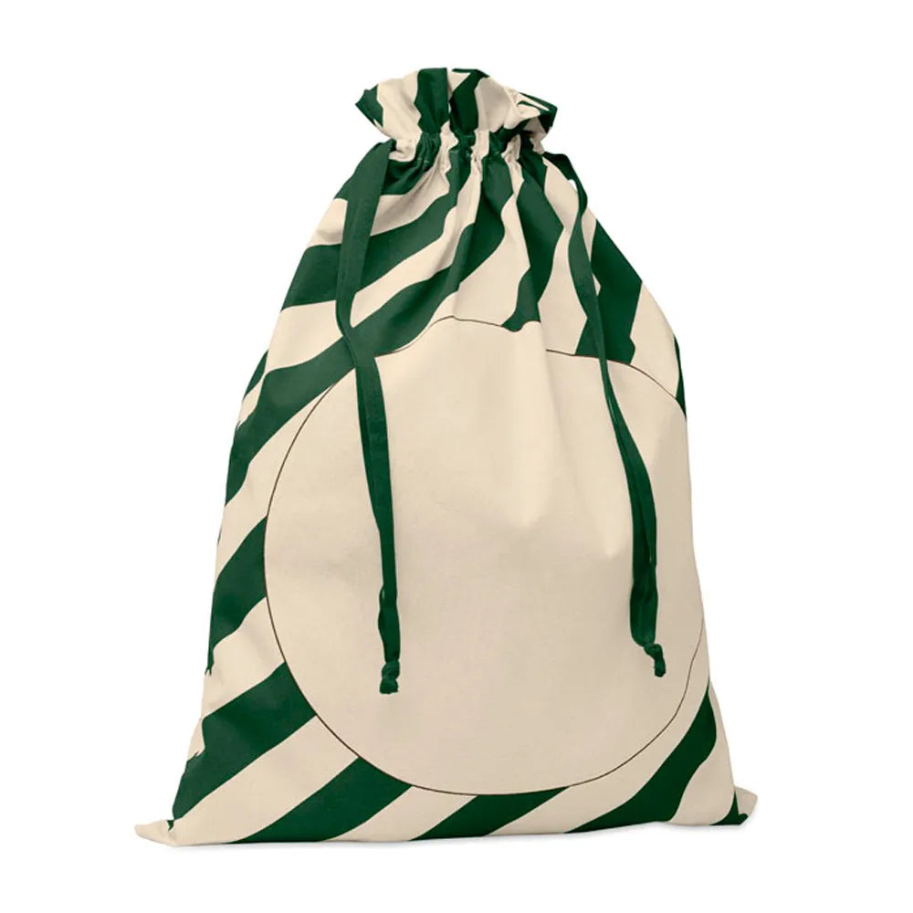 Grote katoenen kerstzak met trekkoord - Groen