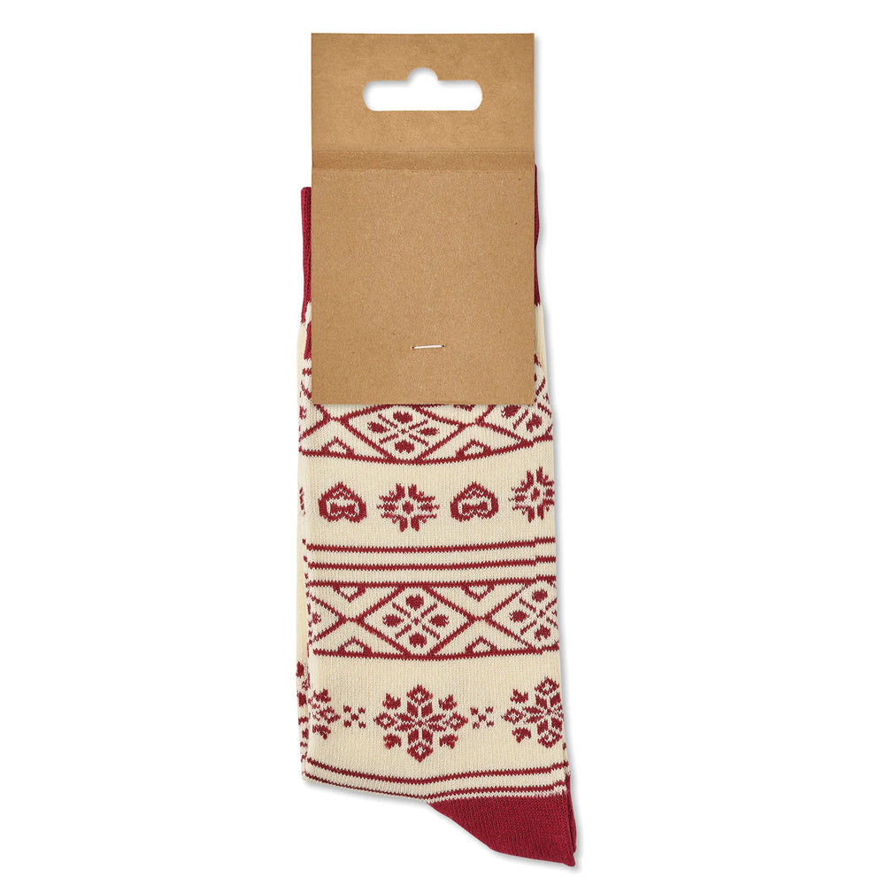 Kerstsokken met kerstmotief - Beige