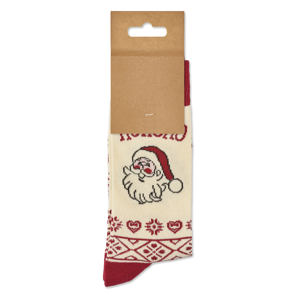 Kerstsokken met kerstmotief - Beige
