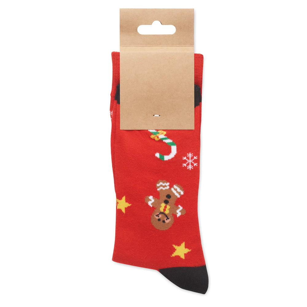 Kerstsokken met kerstmotief - Rood