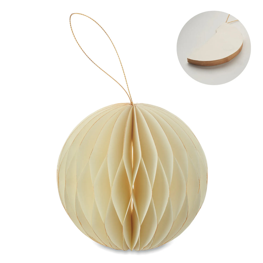 Vouwbare papieren kerstbalhanger met magneetsluiting, Beige - 19CX1576