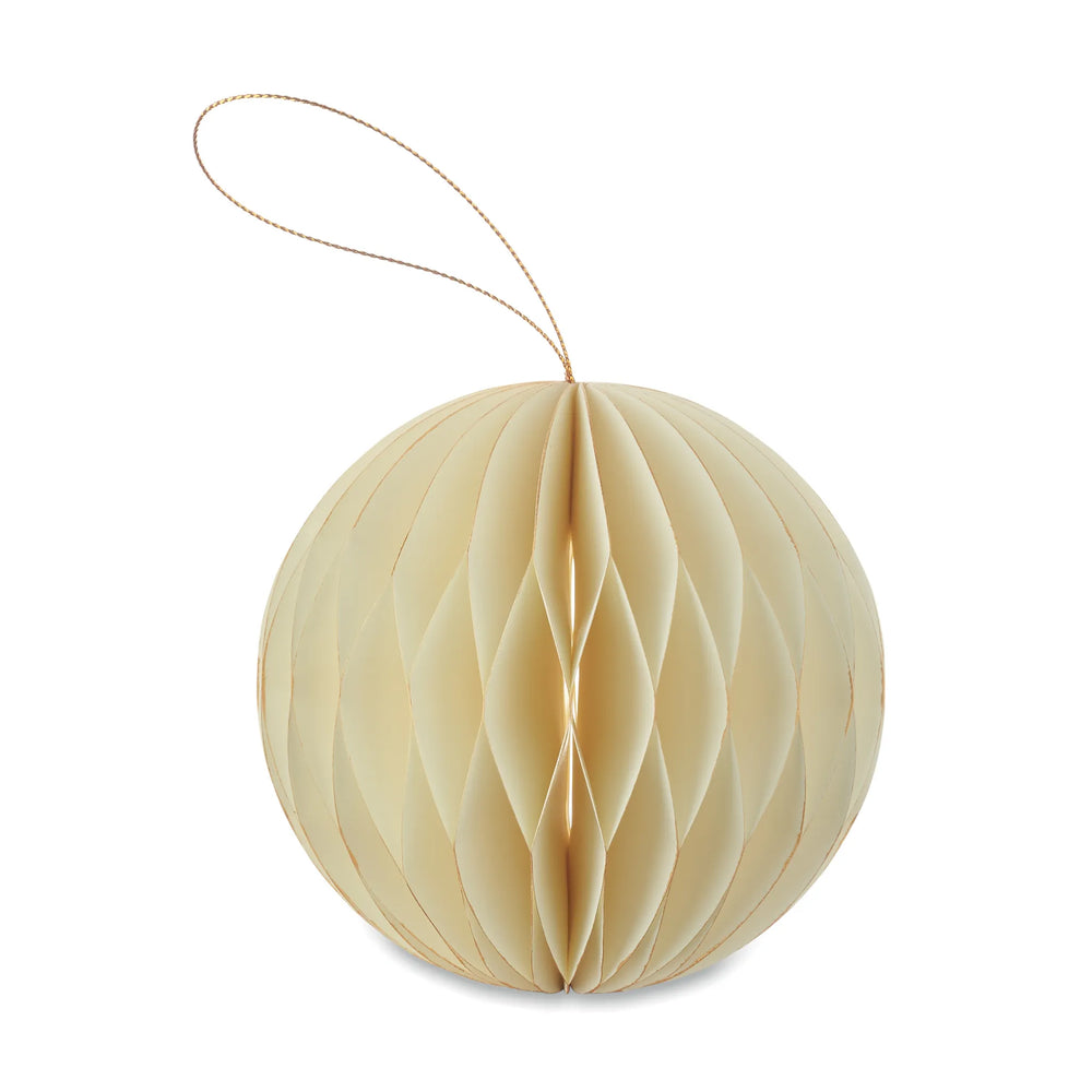 Vouwbare papieren kerstbalhanger met magneetsluiting uitgevouwen, Beige - 19CX1576