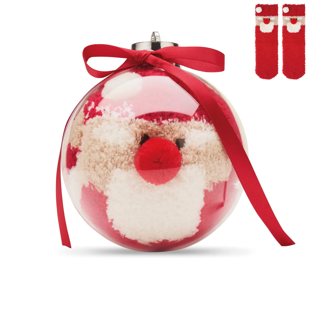 Kerstsokken in transparante kerstbal