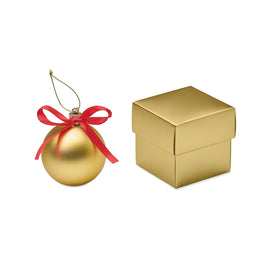 Kerstbal naast geschenkdoos, Goud - 19cx1603