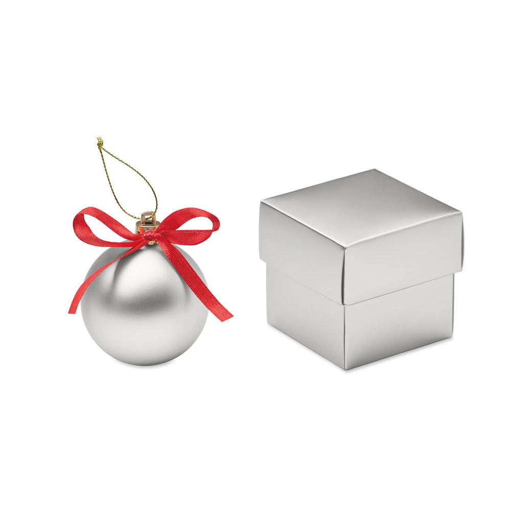 Kerstbal met geschenkdoos - Zilver